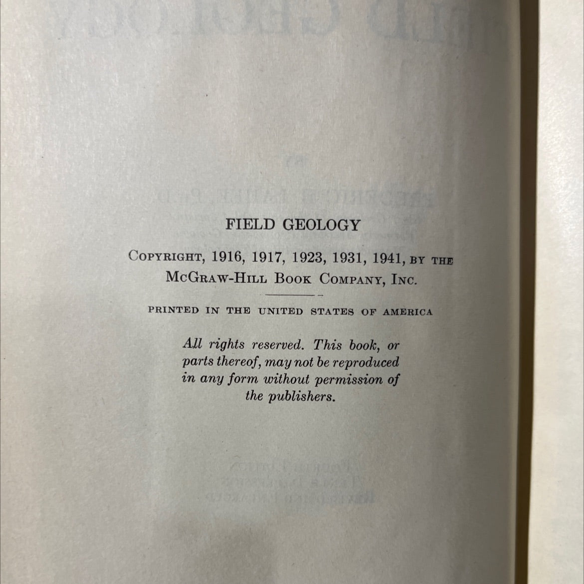 field geology book, by frederic h. lahee, 1941 Hardcover image 3