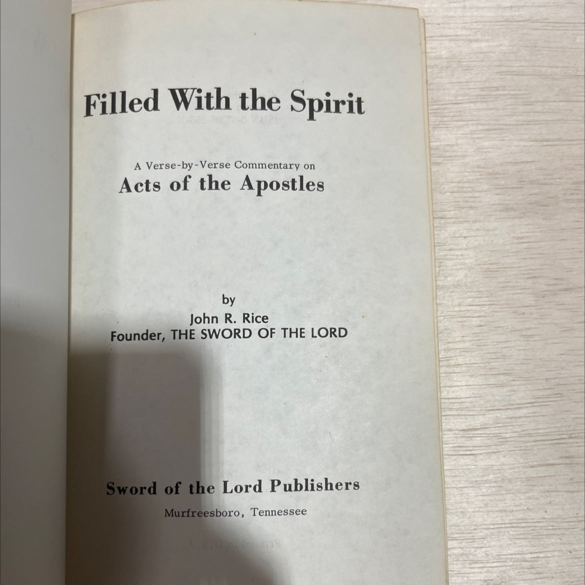filled with the spirit a verse-by-verse commentary on acts of the apostles book, by john r. rice, 1963 Hardcover image 2