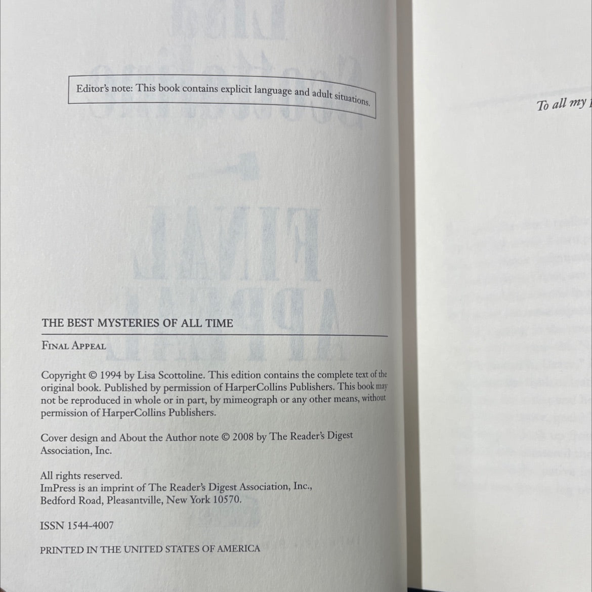 final appeal book, by lisa scottoline, 1994 Hardcover image 3