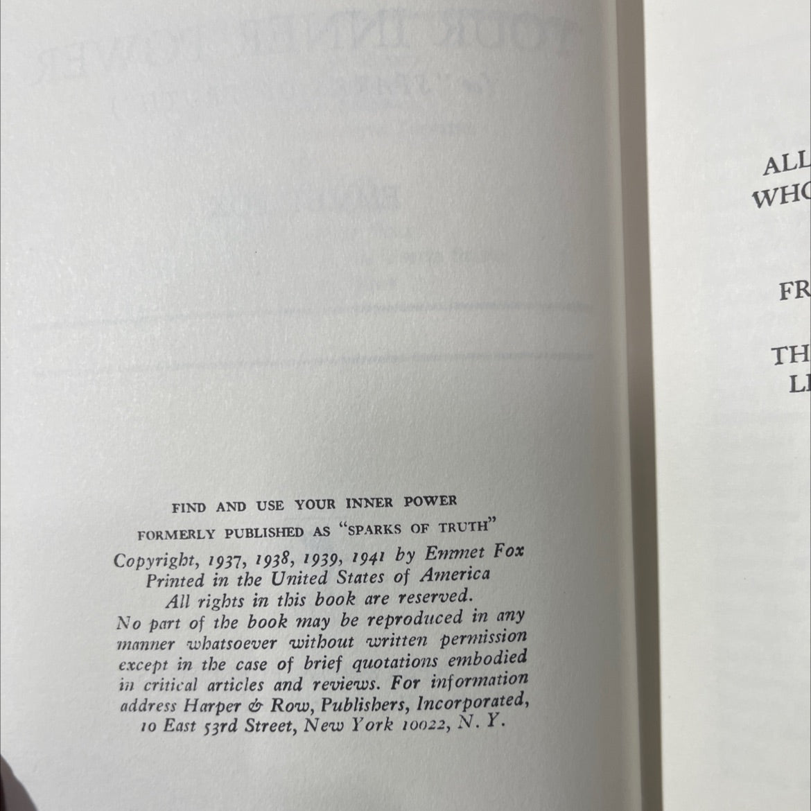 find and use your inner power book, by emmet fox, 1941 Hardcover image 3