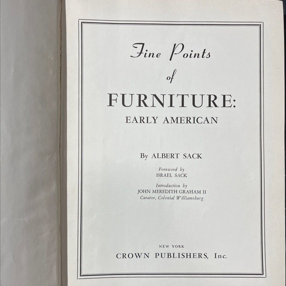 fine points of furniture: early american book, by albert sack, 1961 Hardcover image 2
