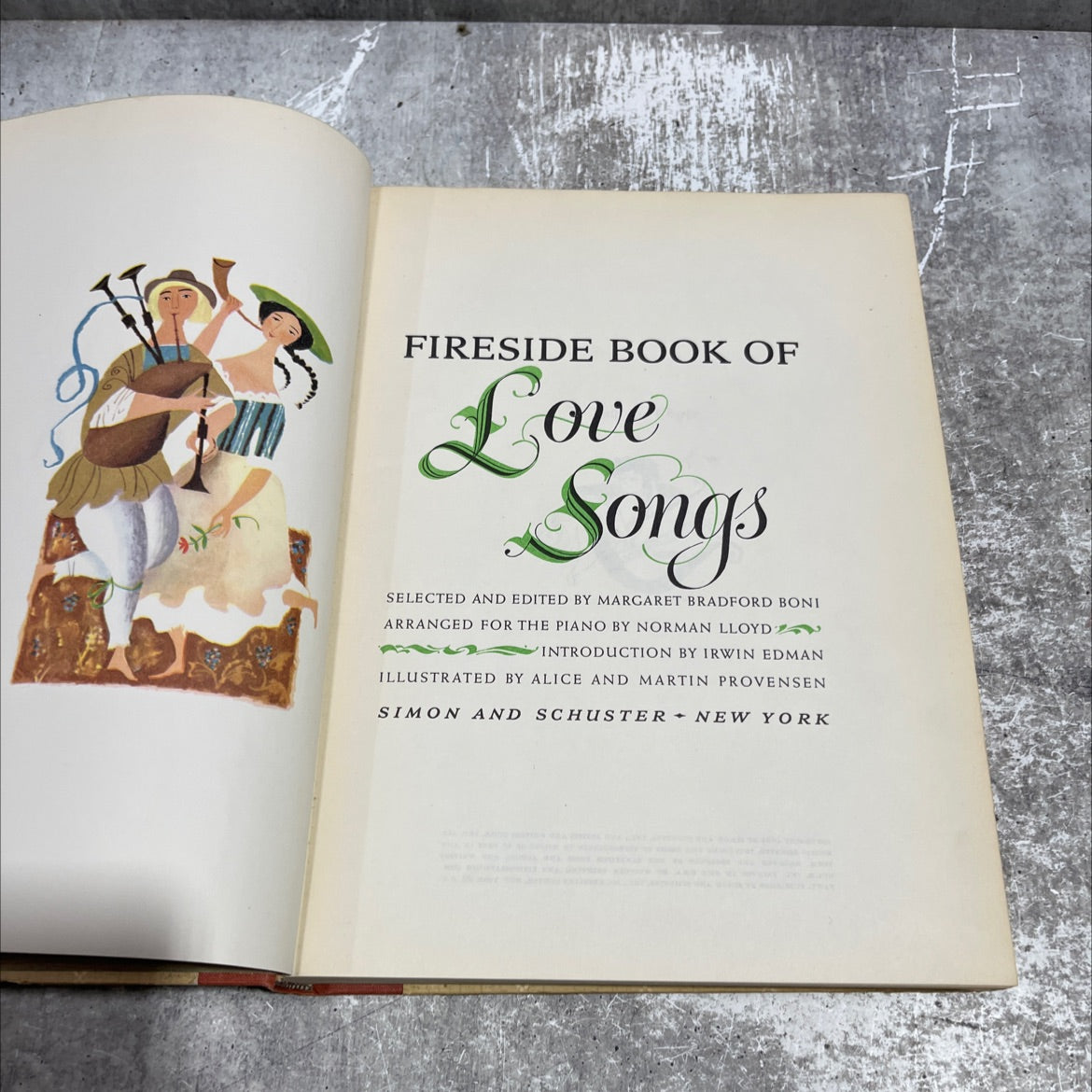 fireside book of love songs book, by margaret bradford boni, 1954 Hardcover image 2