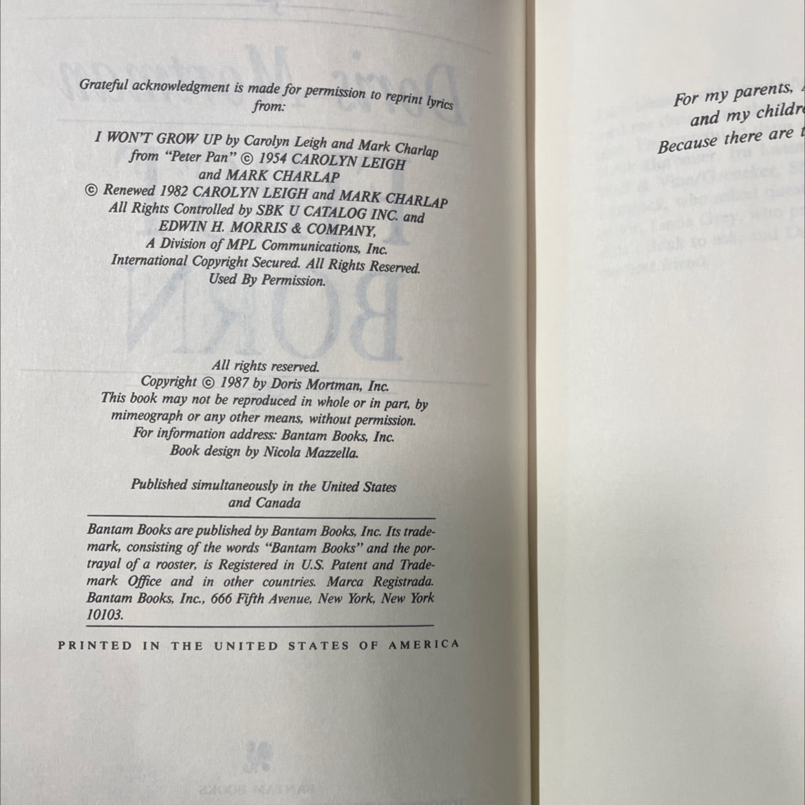 first born book, by doris mortman, 1987 Hardcover image 3