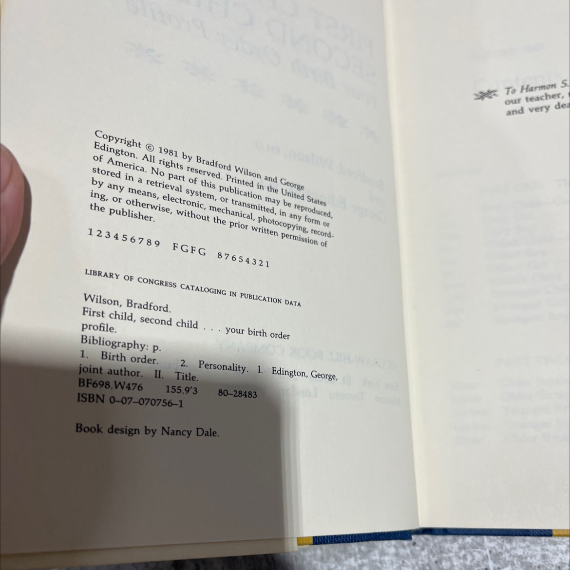 first child, second child... your birth order profile book, by bradford wilson, george edington, 1981 Hardcover image 3