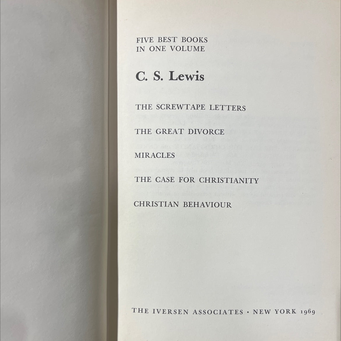 five best books in one volume book, by c. s. lewis, 1969 Hardcover image 2