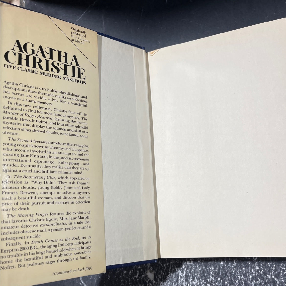 five classic murder mysteries book, by Agatha Christie, 1985 Hardcover image 4