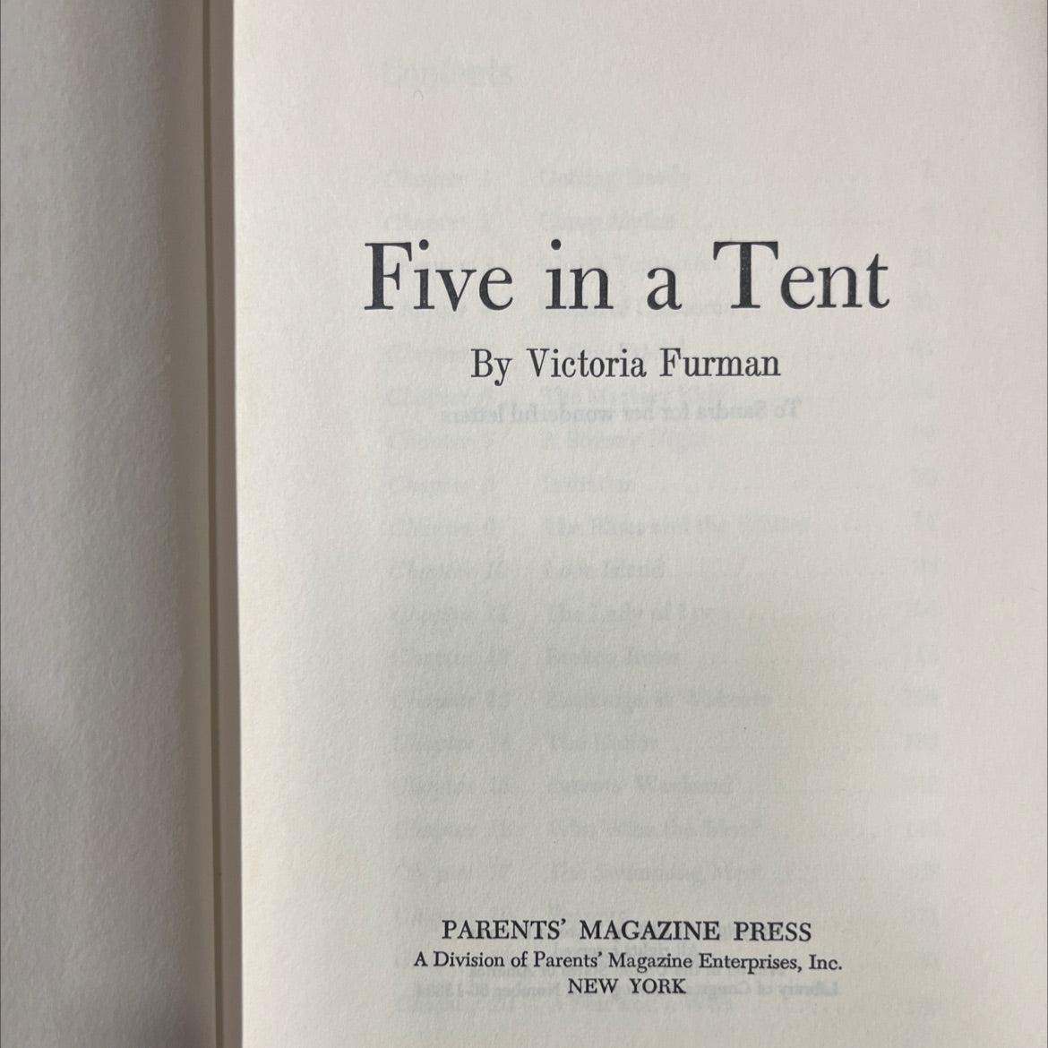 five in a tent book, by victoria furman, 1966 Hardcover image 2