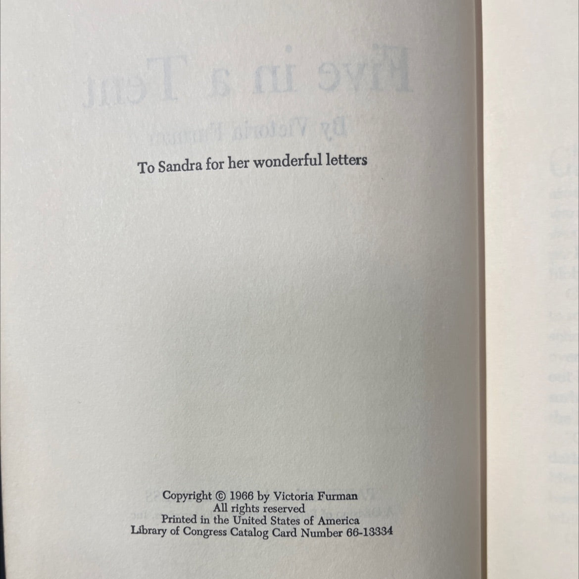 five in a tent book, by victoria furman, 1966 Hardcover image 3