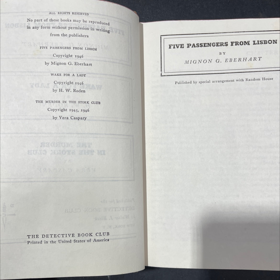 five passengers from lisbon book, by Mignon G. Eberhart, 1946 Hardcover image 3