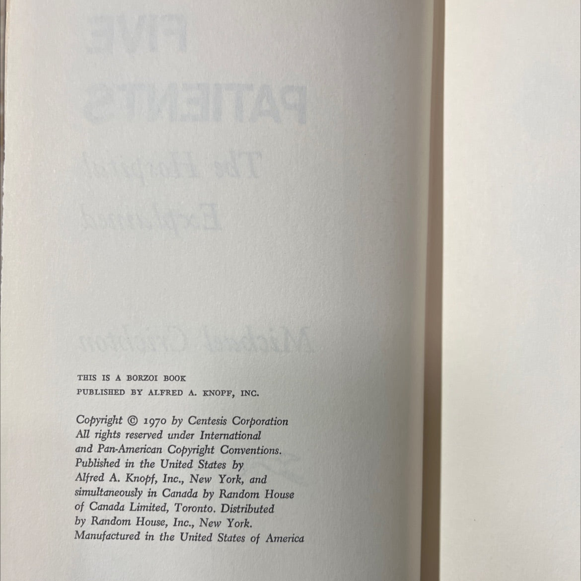 five patients the hospital explained book, by michael crichton, 1970 Hardcover image 3