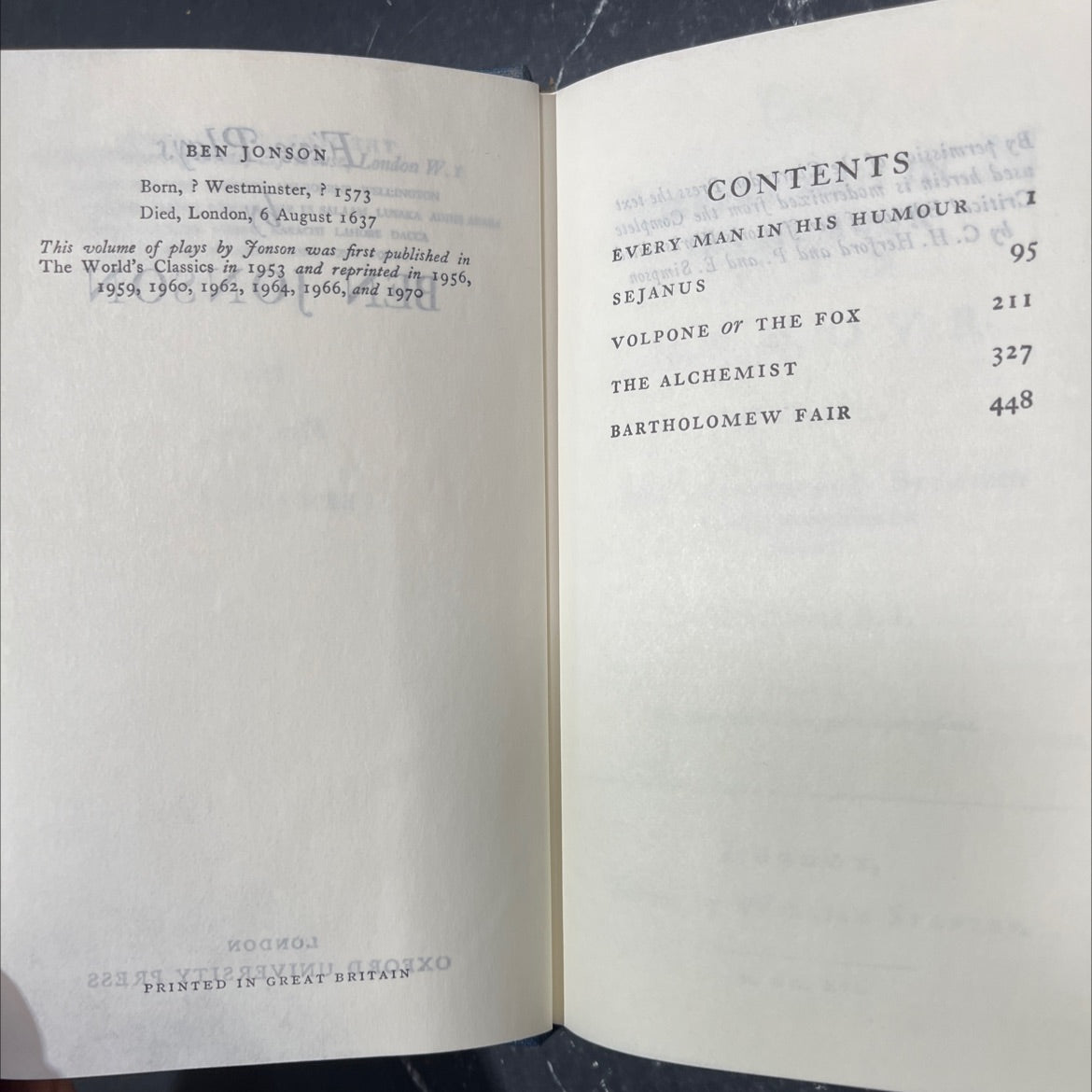 five plays book, by ben jonson, 1970 Hardcover image 3