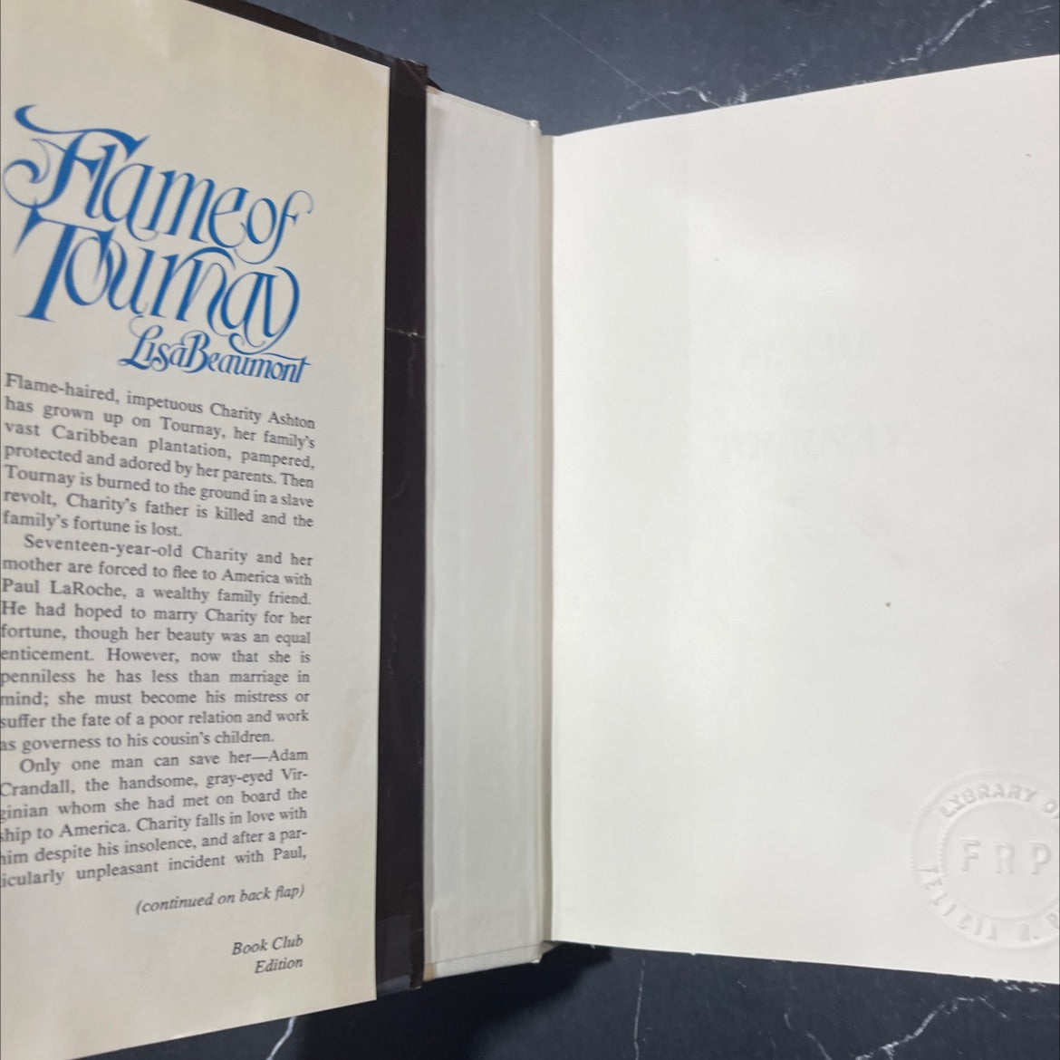 flame of tournay book, by lisa beaumont, 1981 Hardcover image 4