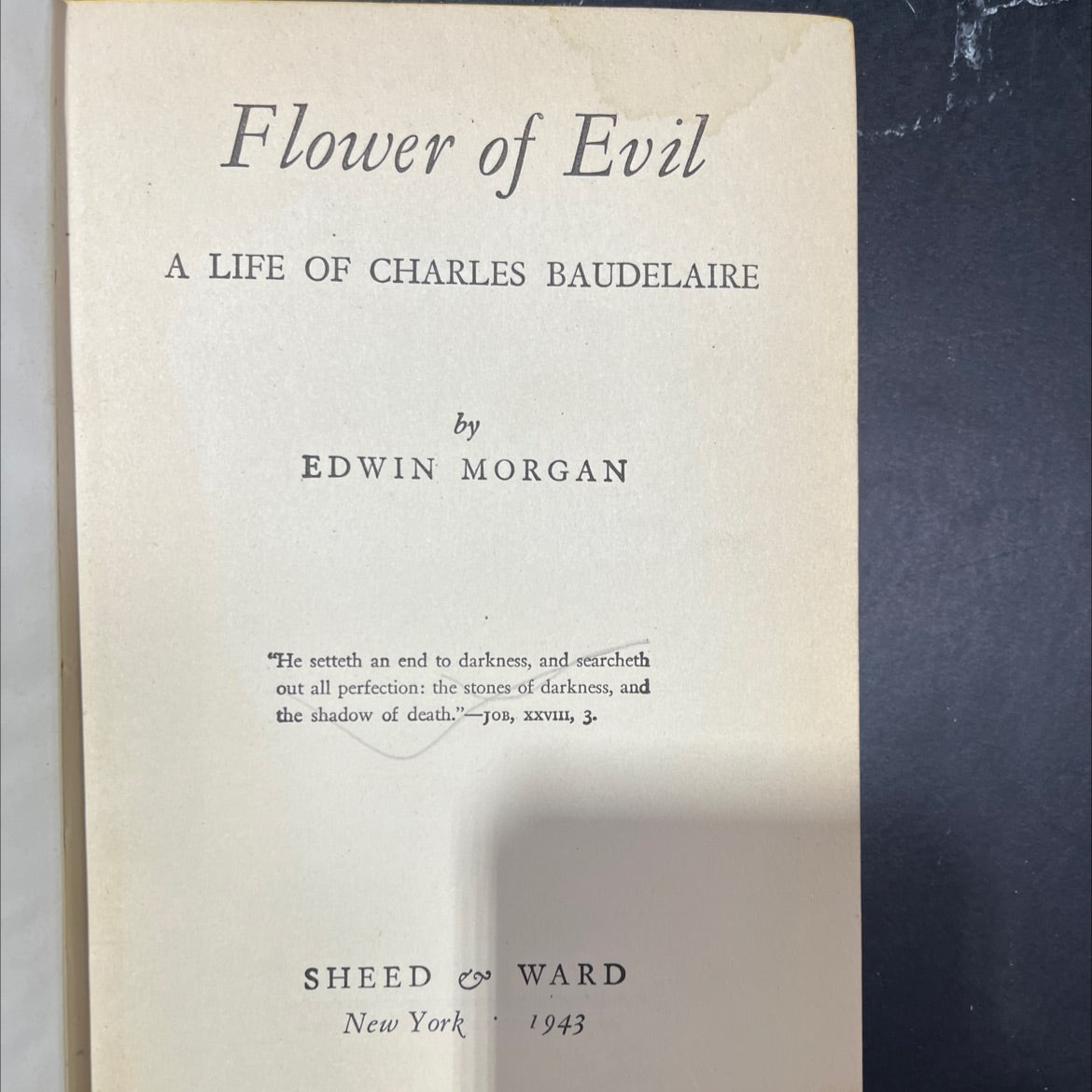 flower of evil a life of charles baudelaire book, by edwin morgan, 1943 Hardcover image 2