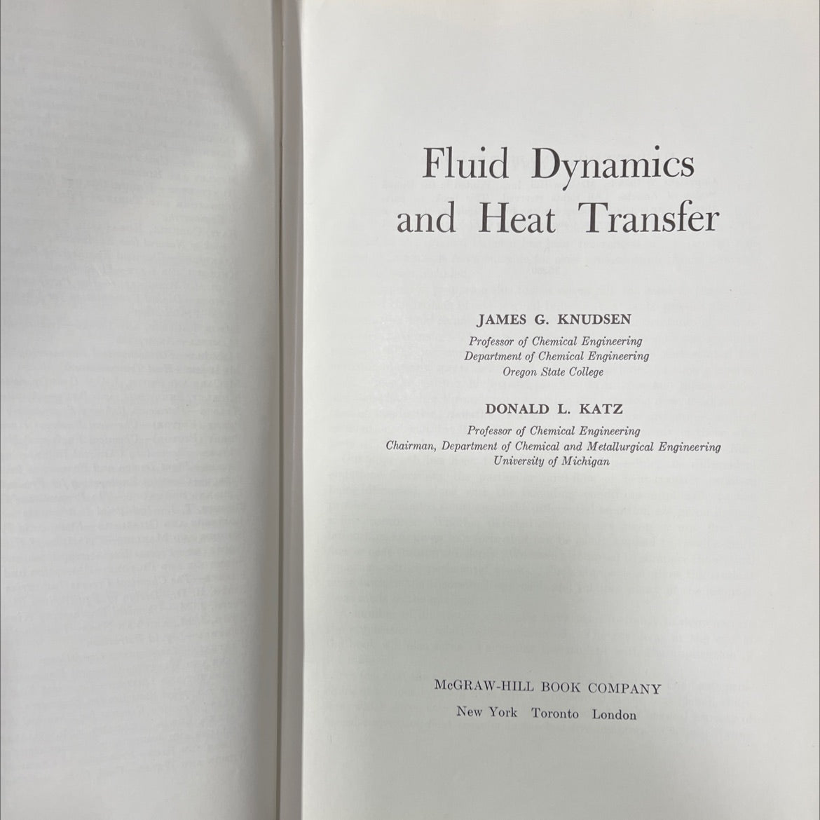 fluid dynamics and heat transfer book, by james g. knudsen, donald l. katz, 1958 Hardcover image 2