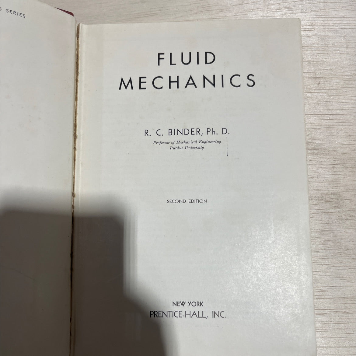 fluid mechanics book, by r. c. binder, 1949 Hardcover image 2