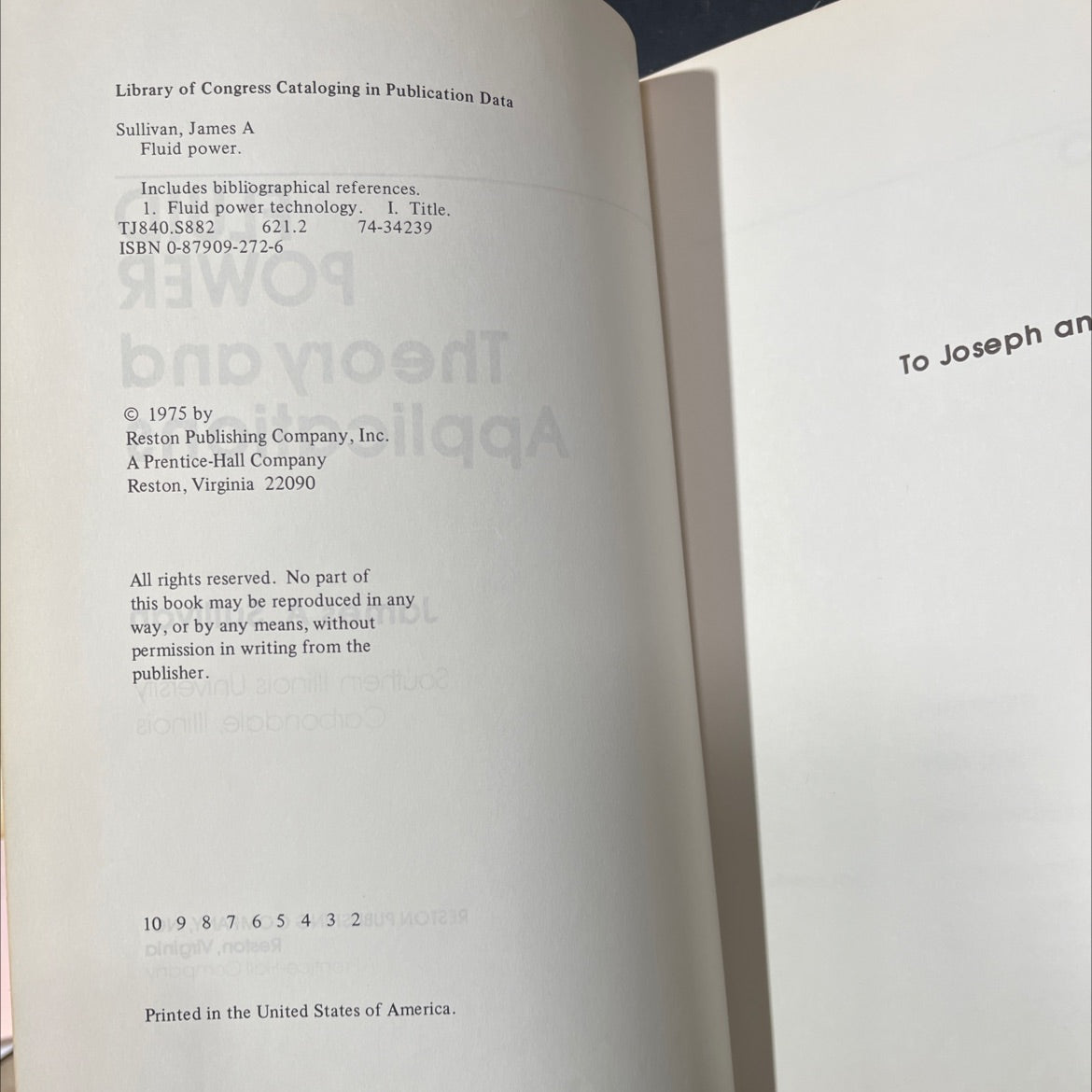 fluid power book, by James A. Sullivan, 1975 Hardcover image 3