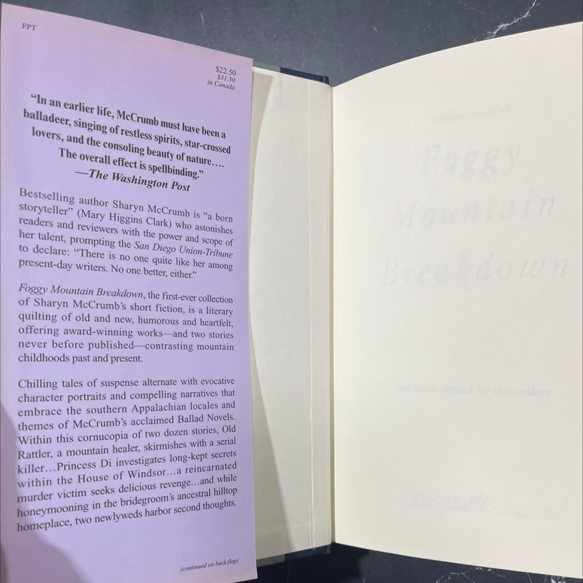 foggy mountain breakdown and other stories book, by sharyn mccrumb, 1997 Hardcover image 4