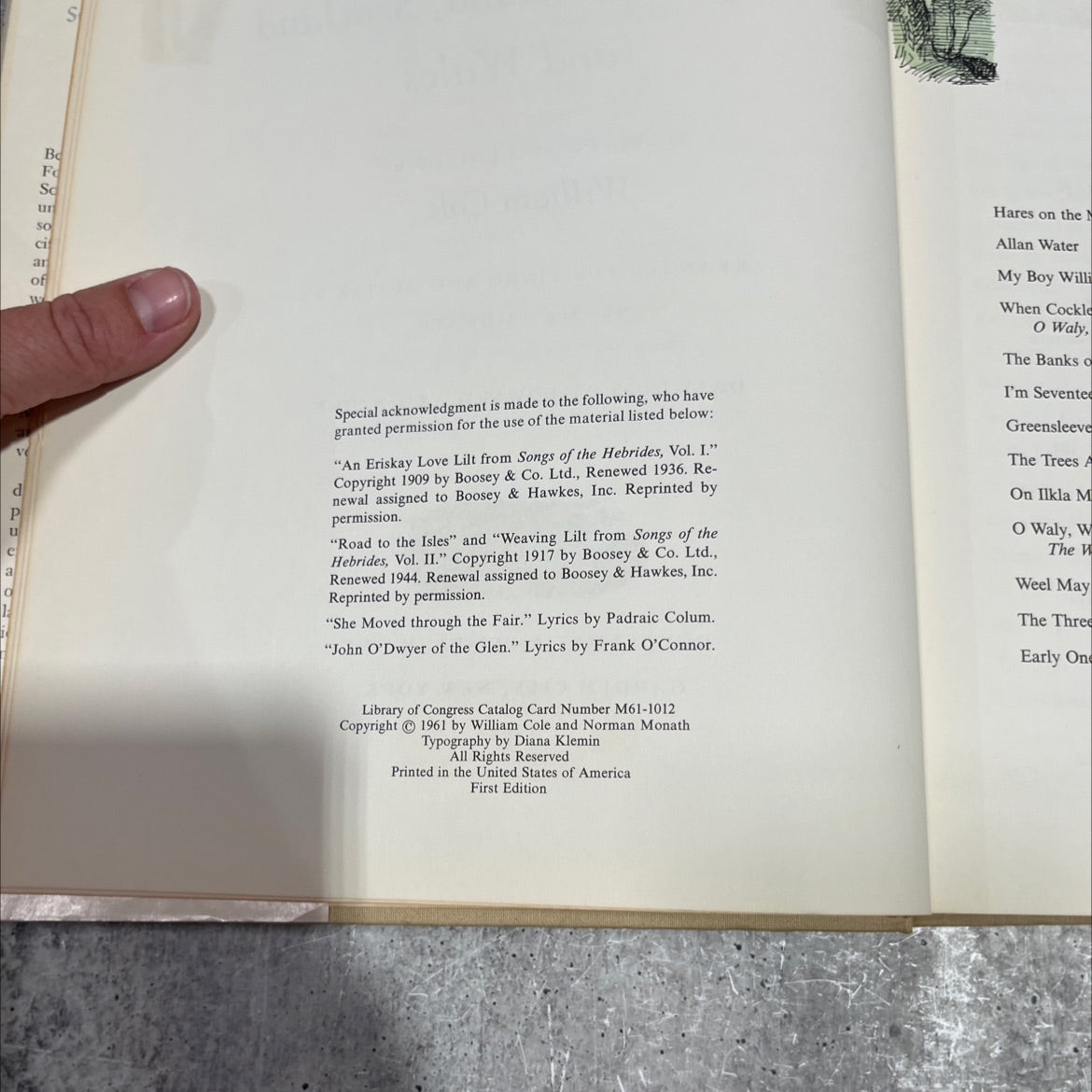 folk songs of england, ireland, scotland and wales book, by William Cole, 1961 Hardcover image 3