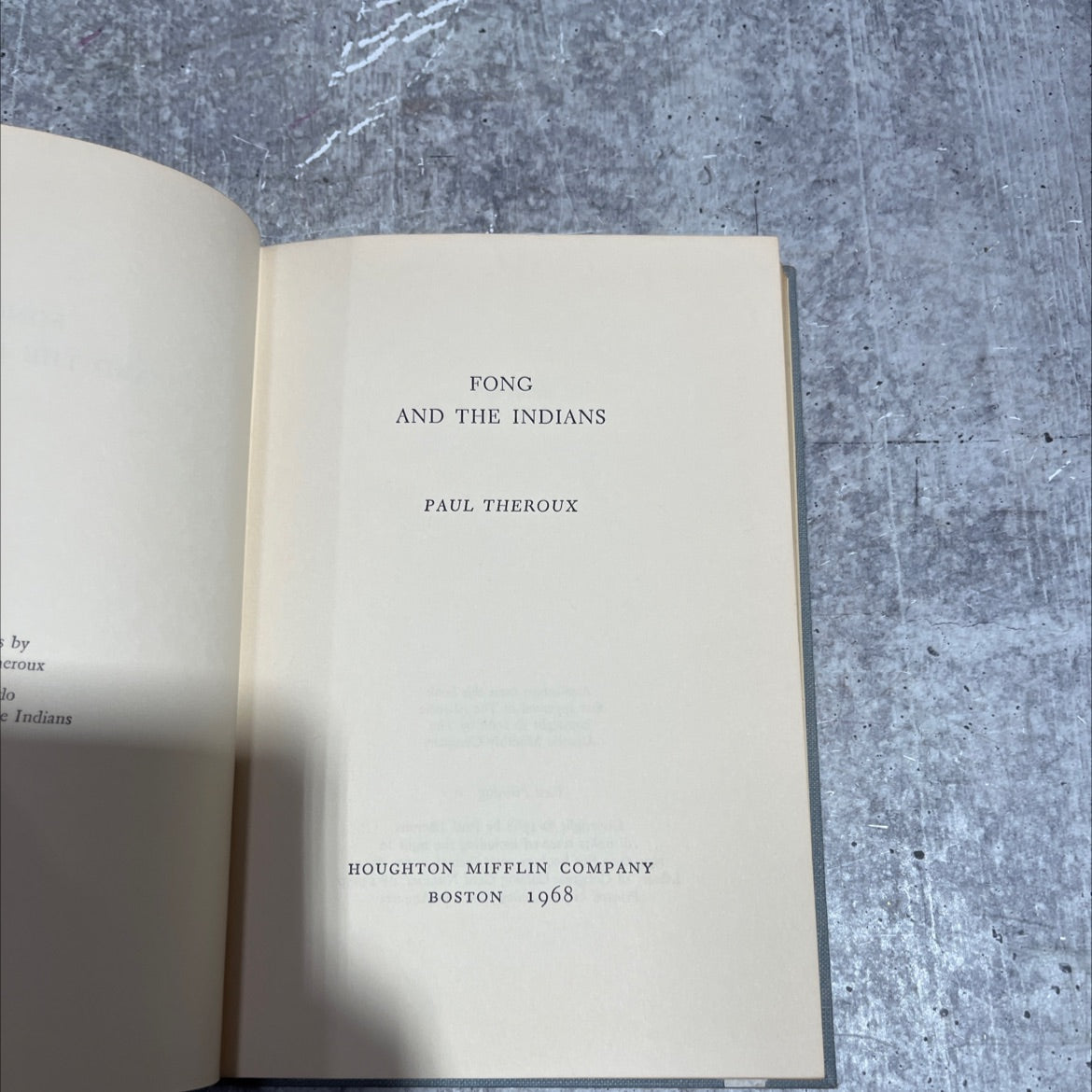fong and the indians book, by paul theroux, 1968 Hardcover image 2