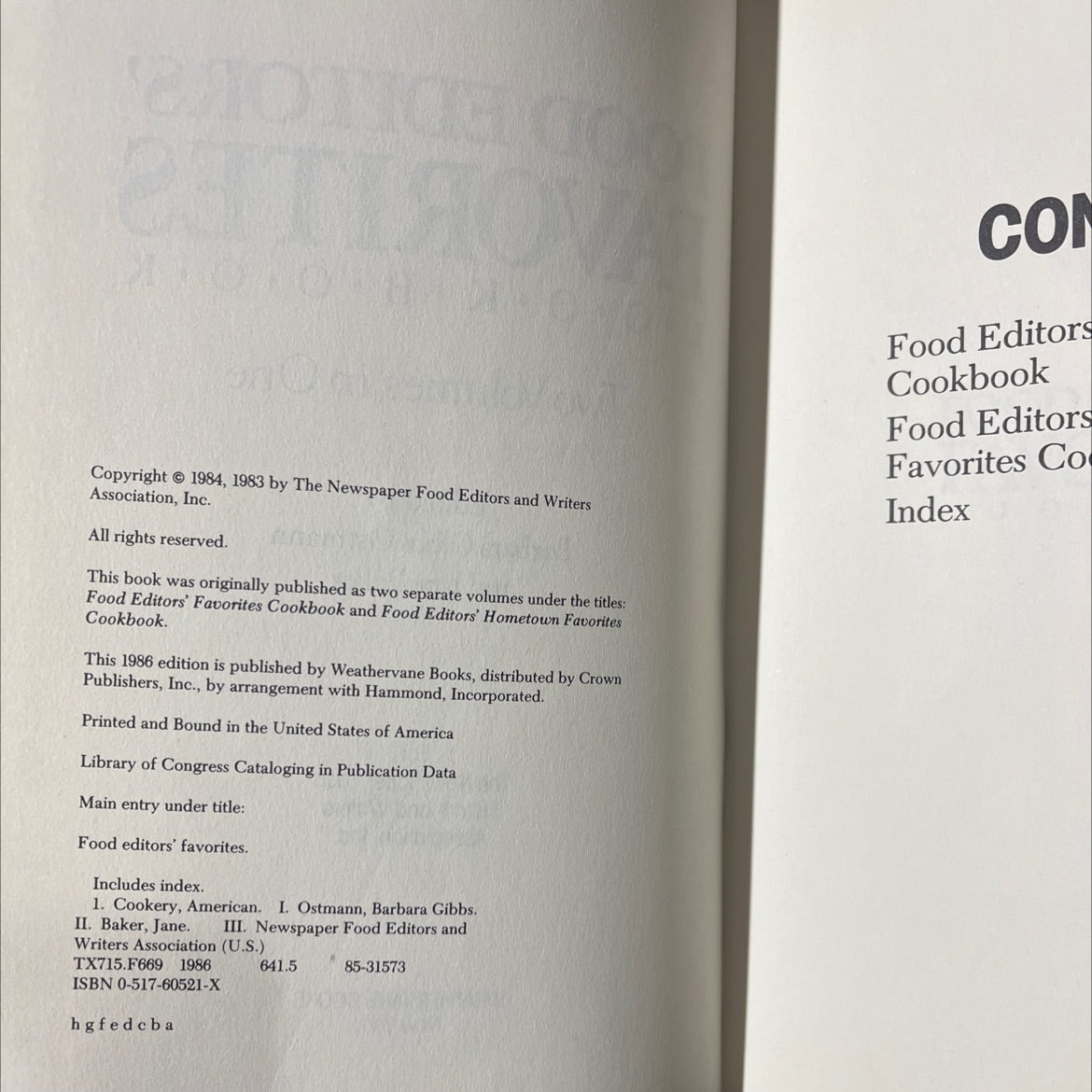 food editors' favorites cookbook book, by Barbara Gibbs Ostmann, Jane Baker, 1986 Hardcover image 3