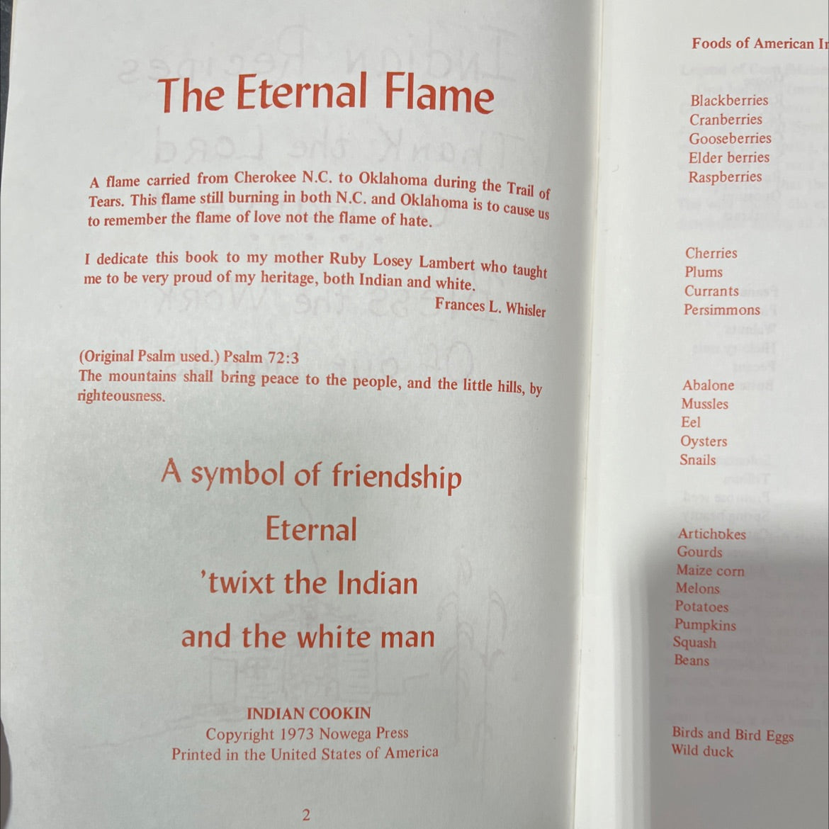 foods of american in the eternal flame book, by frances l. whisler, 1973 Paperback image 2