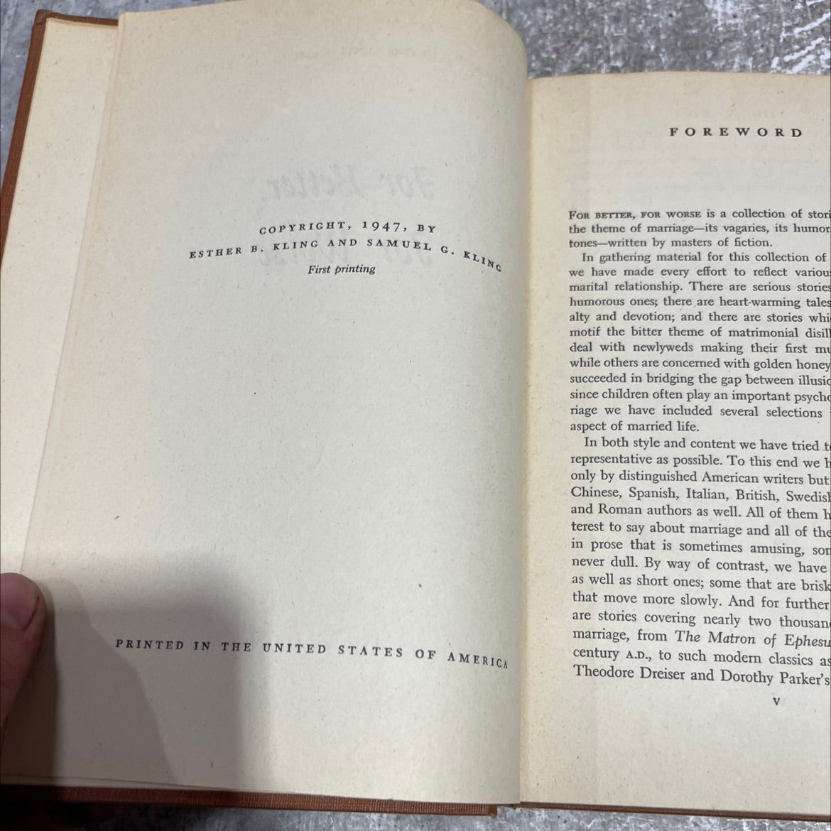 for better, for worse book, by esther b. kling and samuel g. kling, 1947 Hardcover image 3