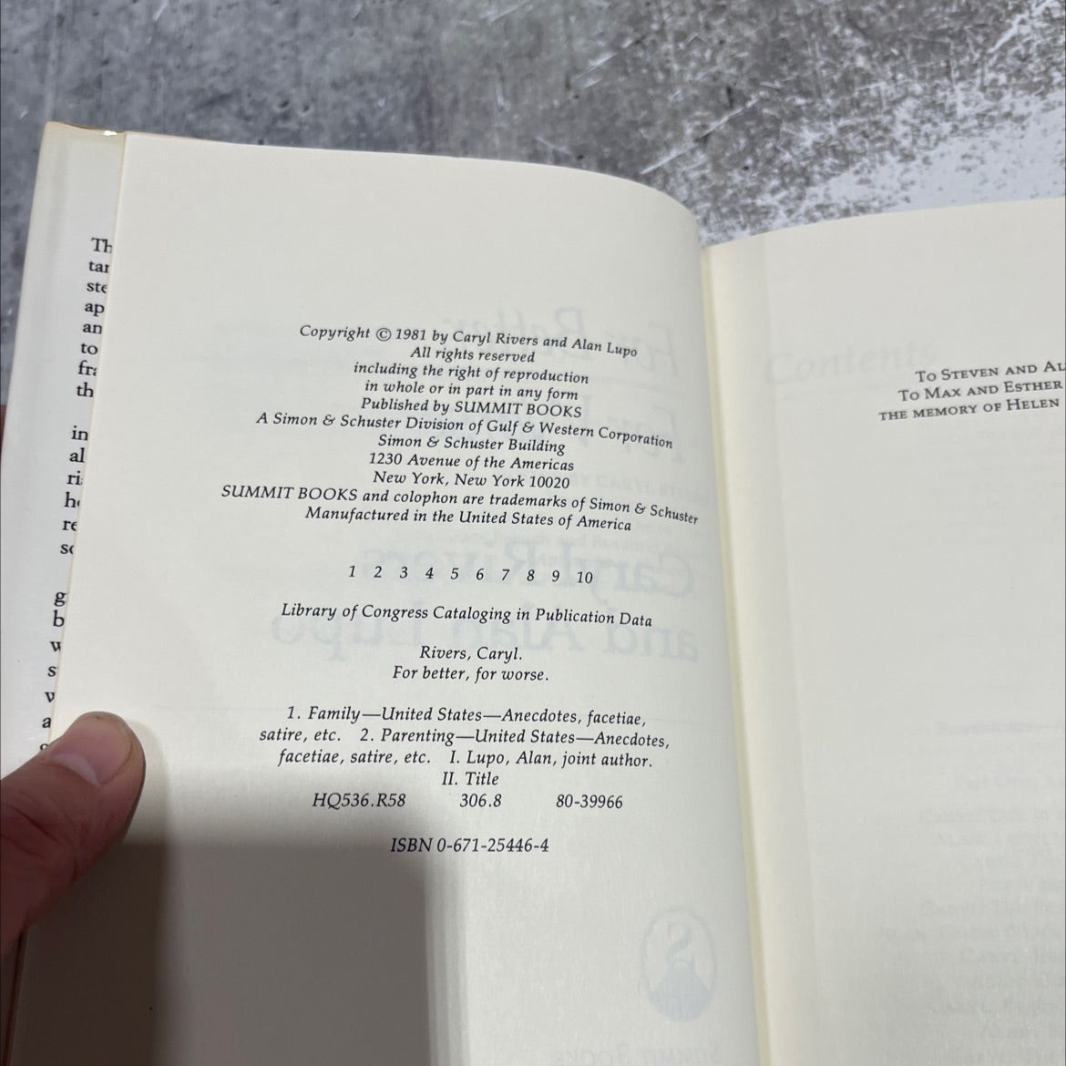 for better, for worse book, by caryl rivers and alan lupo, 1981 Hardcover image 3