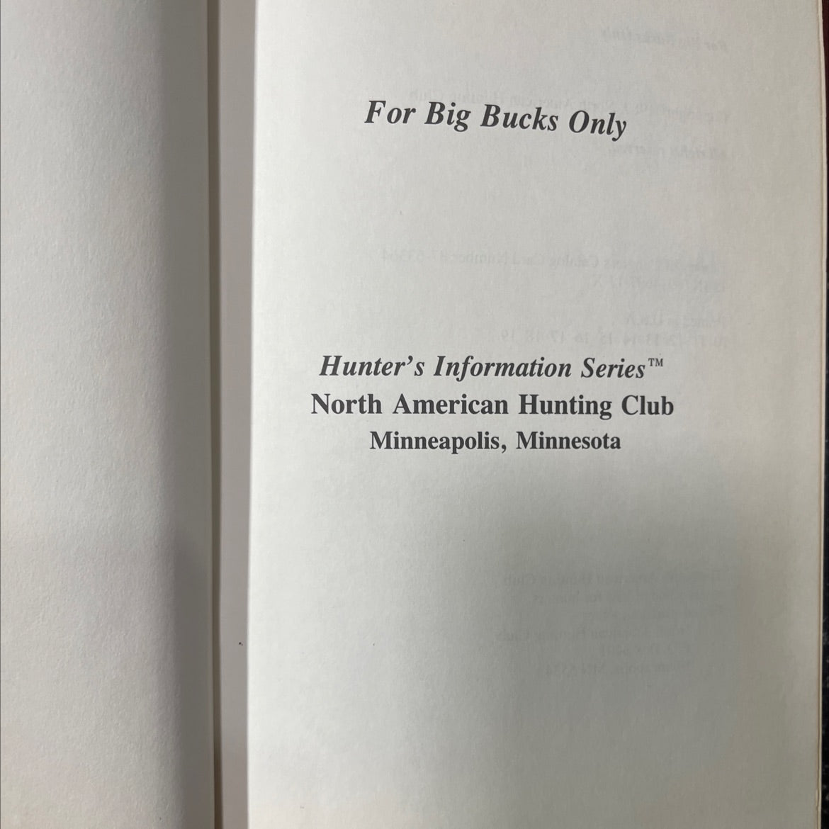 for big bucks only book, by unknown, 1989 Hardcover image 2