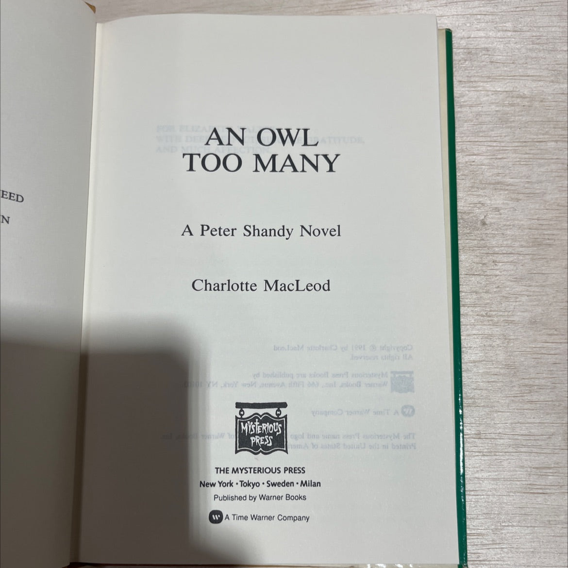 for eliza dan owlatitude and muc too many eed n a book, by charlotte macleod, 1991 Hardcover image 2