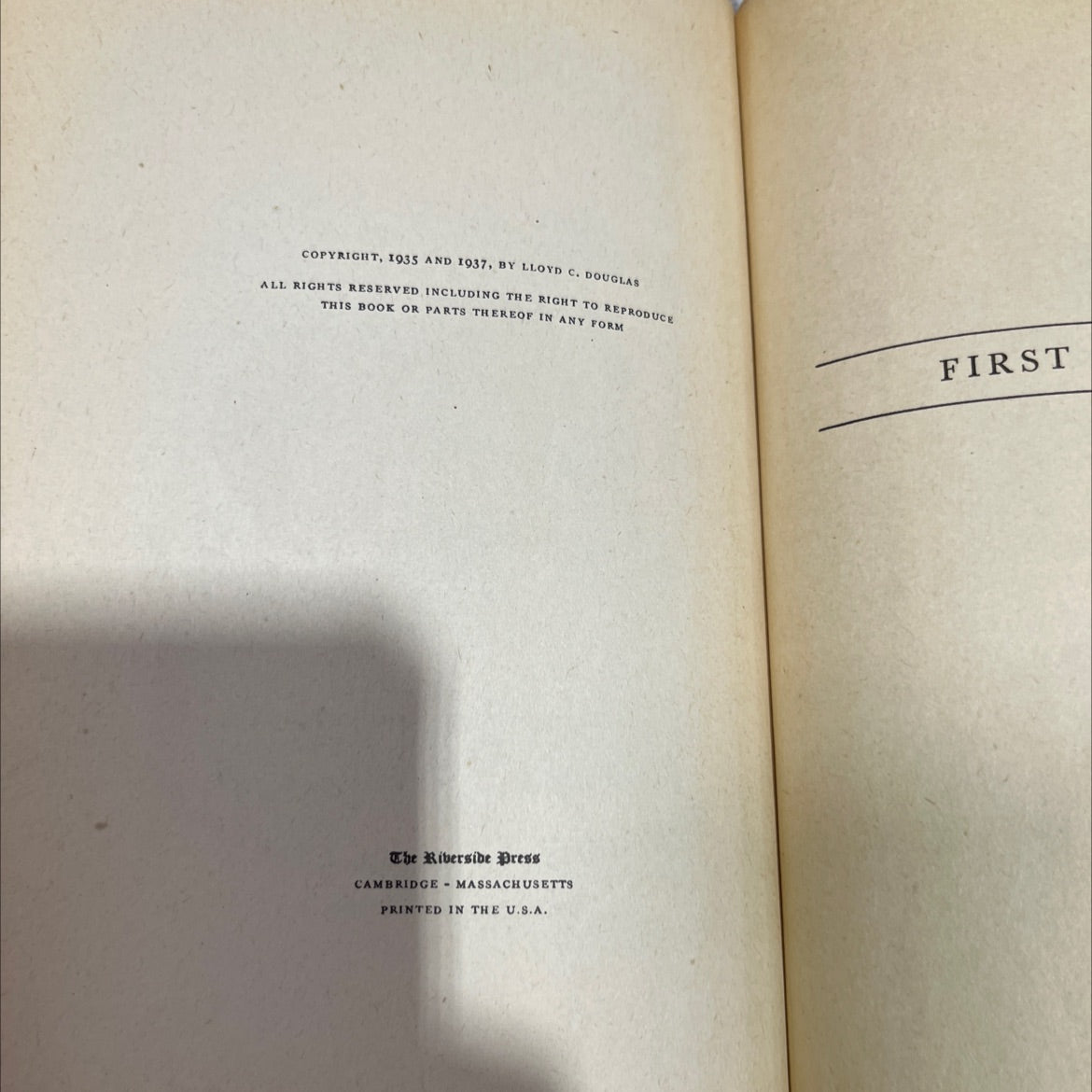 for home christmas book, by lloyd c. douglas, 1937 Hardcover image 3