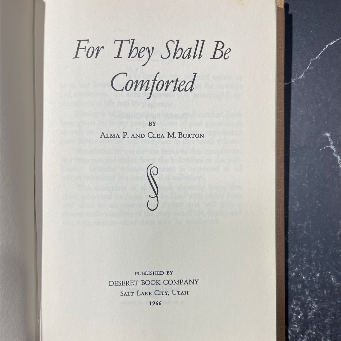 for they shall be comforted book, by alma p. and clea m. burton, 1966 Hardcover image 2