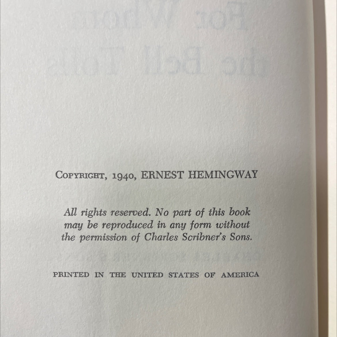 for whom the bell tolls book, by ernest hemingway, 1940 Hardcover image 3