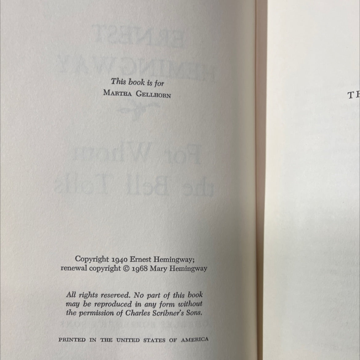 for whom the bell tolls book, by ernest hemingway, 1968 Hardcover image 3