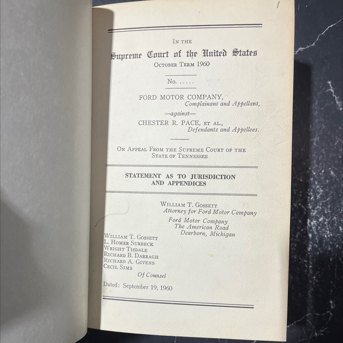 ford motor company vs chester r. pace book, by unknown, 1960 Hardcover image 2