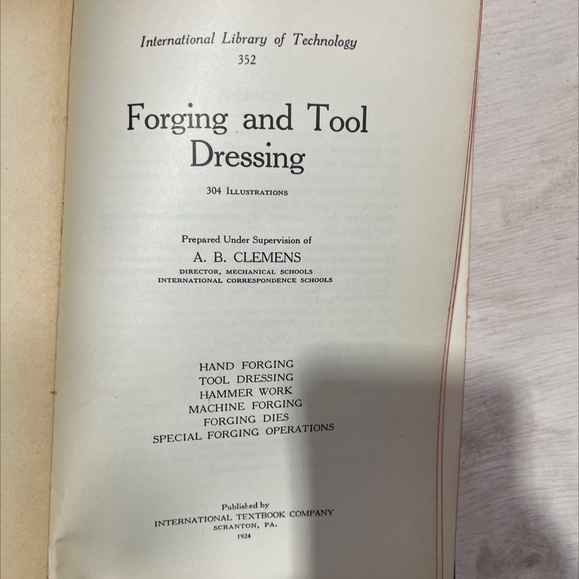 forging and tool dressing book, by a. b. clemens, 1924 Hardcover, Antique image 2