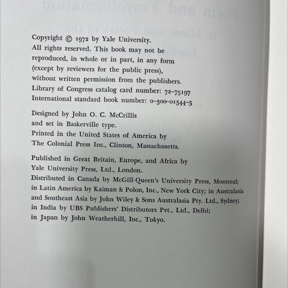form and transformation in music and poetry of the english renaissance book, by Paula Johnson, 1972 Hardcover image 3