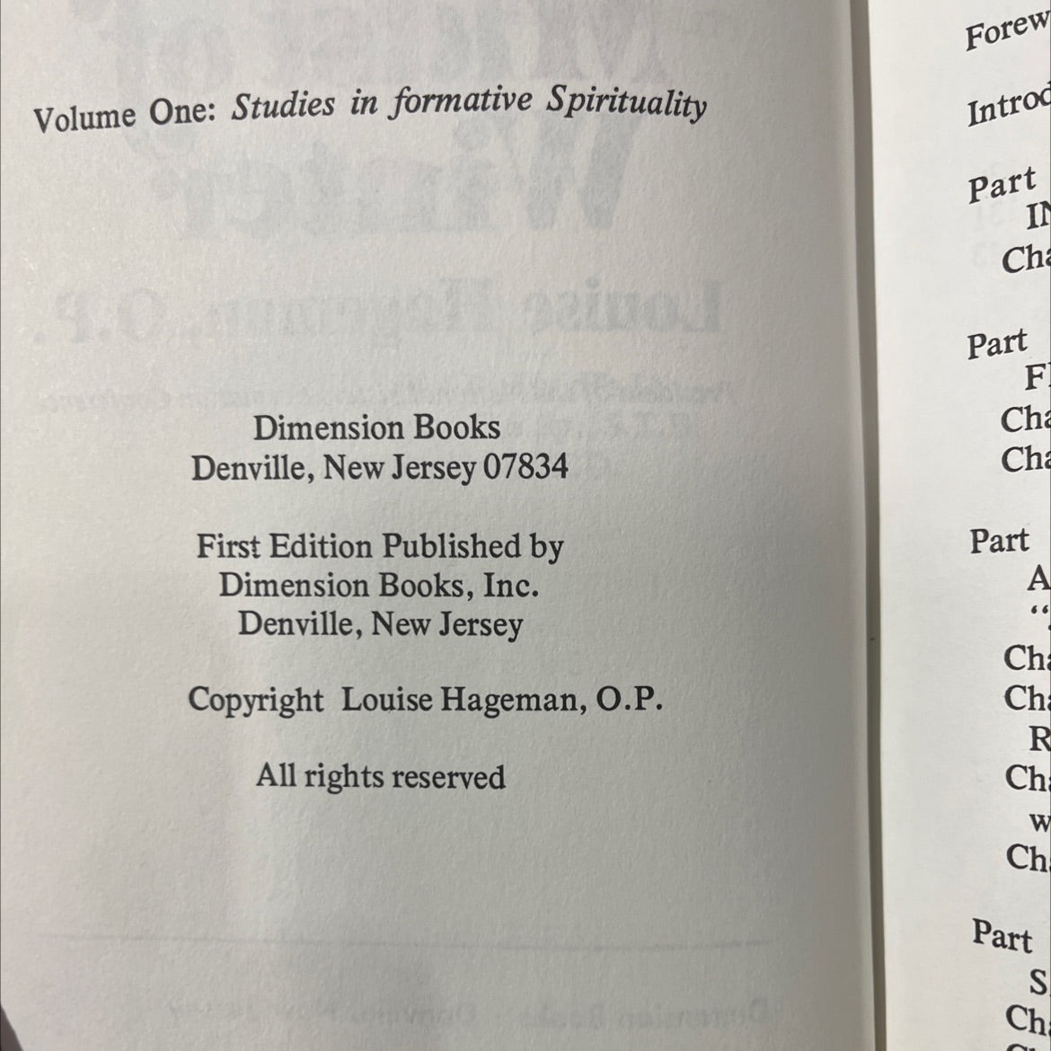 formative spirituality volume one: studies in formative spirituality book, by louise hageman, o.p., 1970 Hardcover image 3