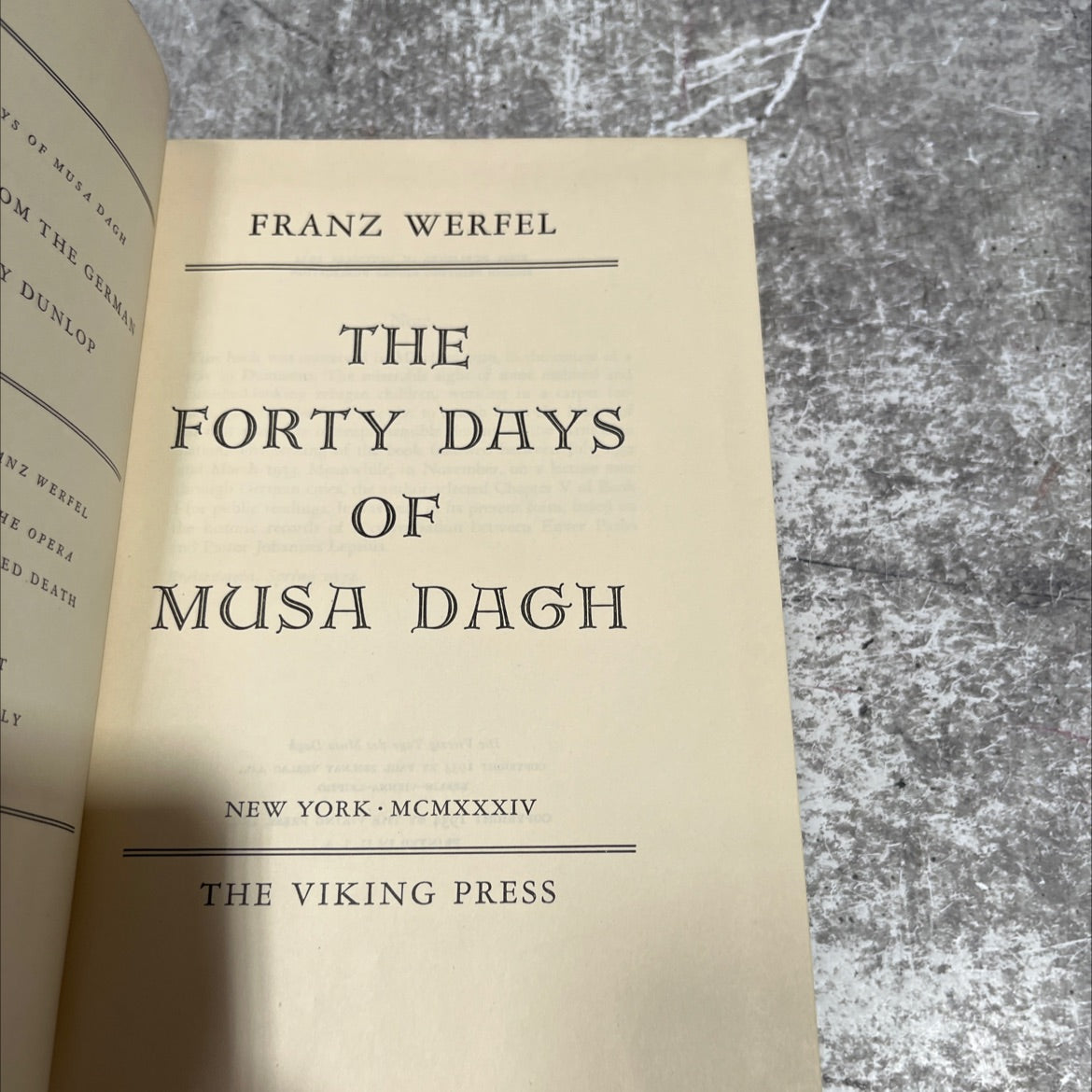 forty days of musa dagh book, by franz werfel, 1934 Hardcover image 2