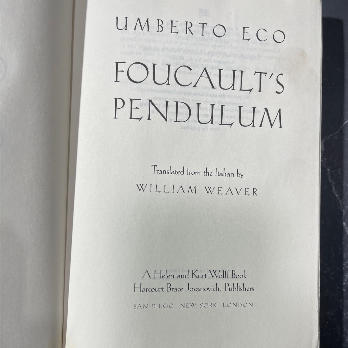 foucault's pendulum book, by umberto eco, 1989 Hardcover image 2