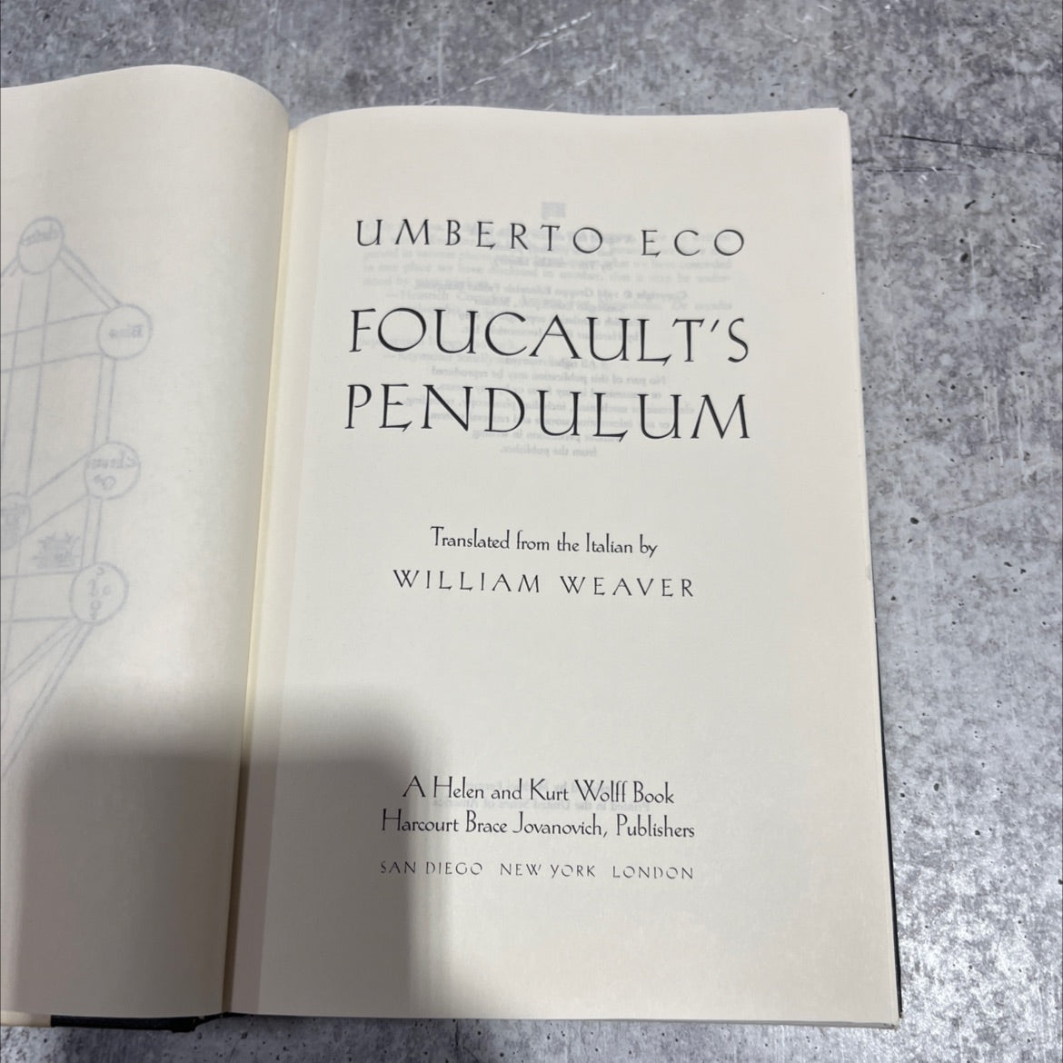 foucault's pendulum book, by umberto eco, 1989 Hardcover image 2