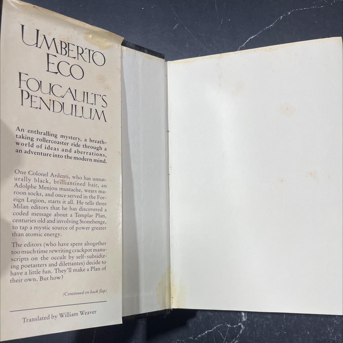 foucault's pendulum book, by umberto eco, 1989 Hardcover image 4