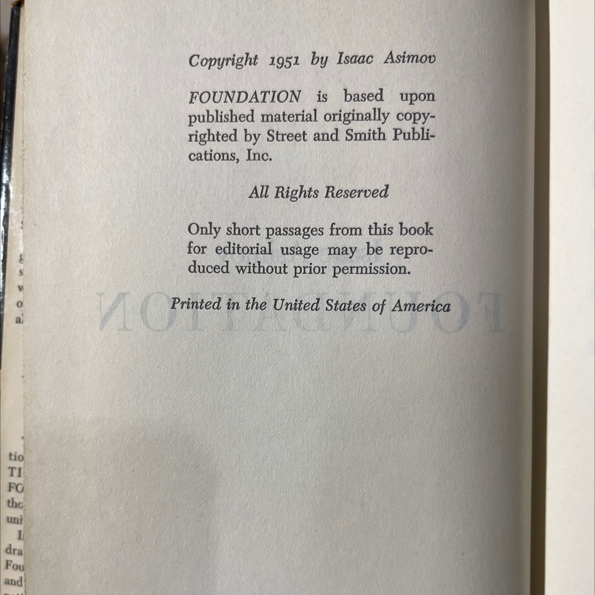 foundation book, by Isaac Asimov, 1951 Hardcover image 3
