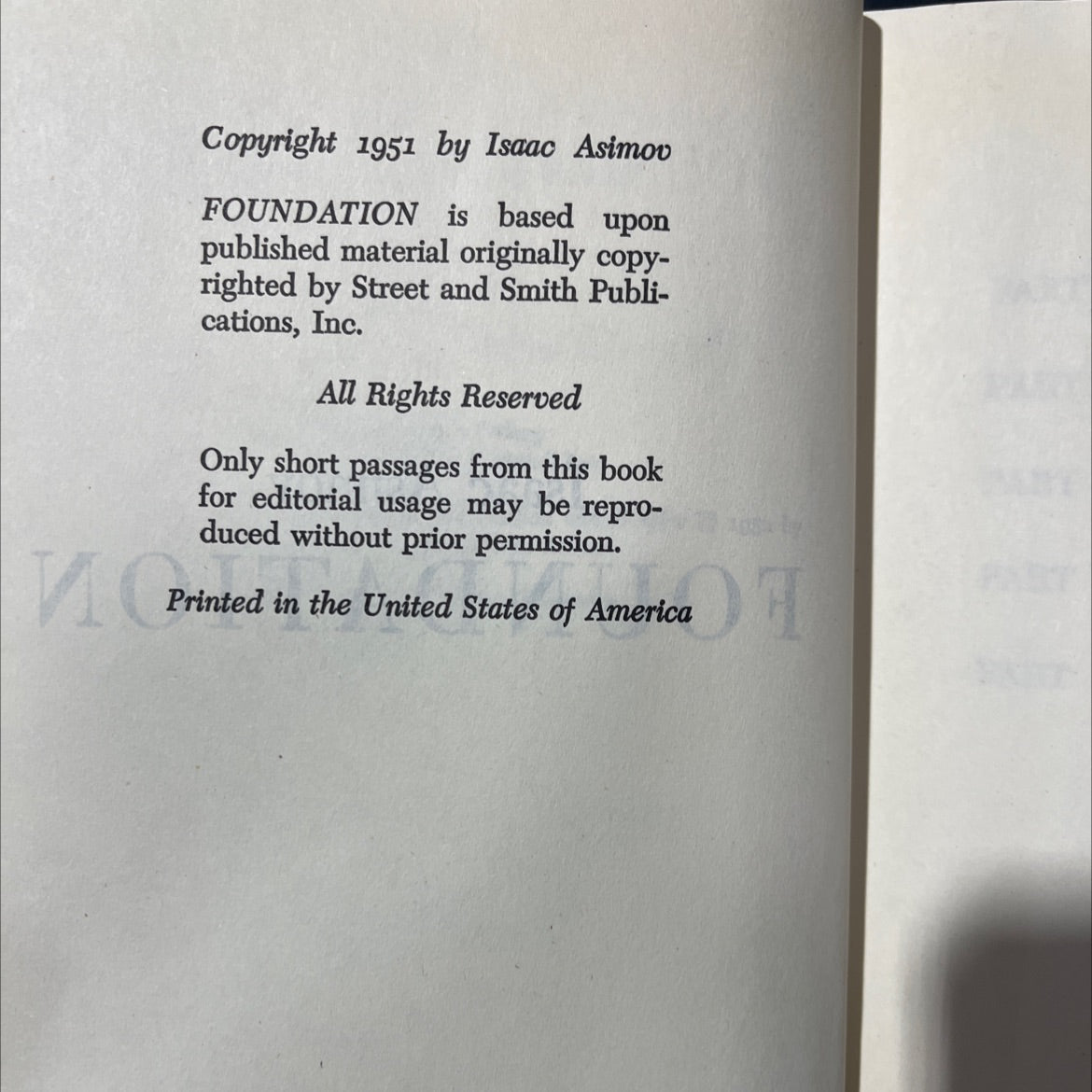 foundation book, by Isaac Asimov, 1951 Hardcover image 3