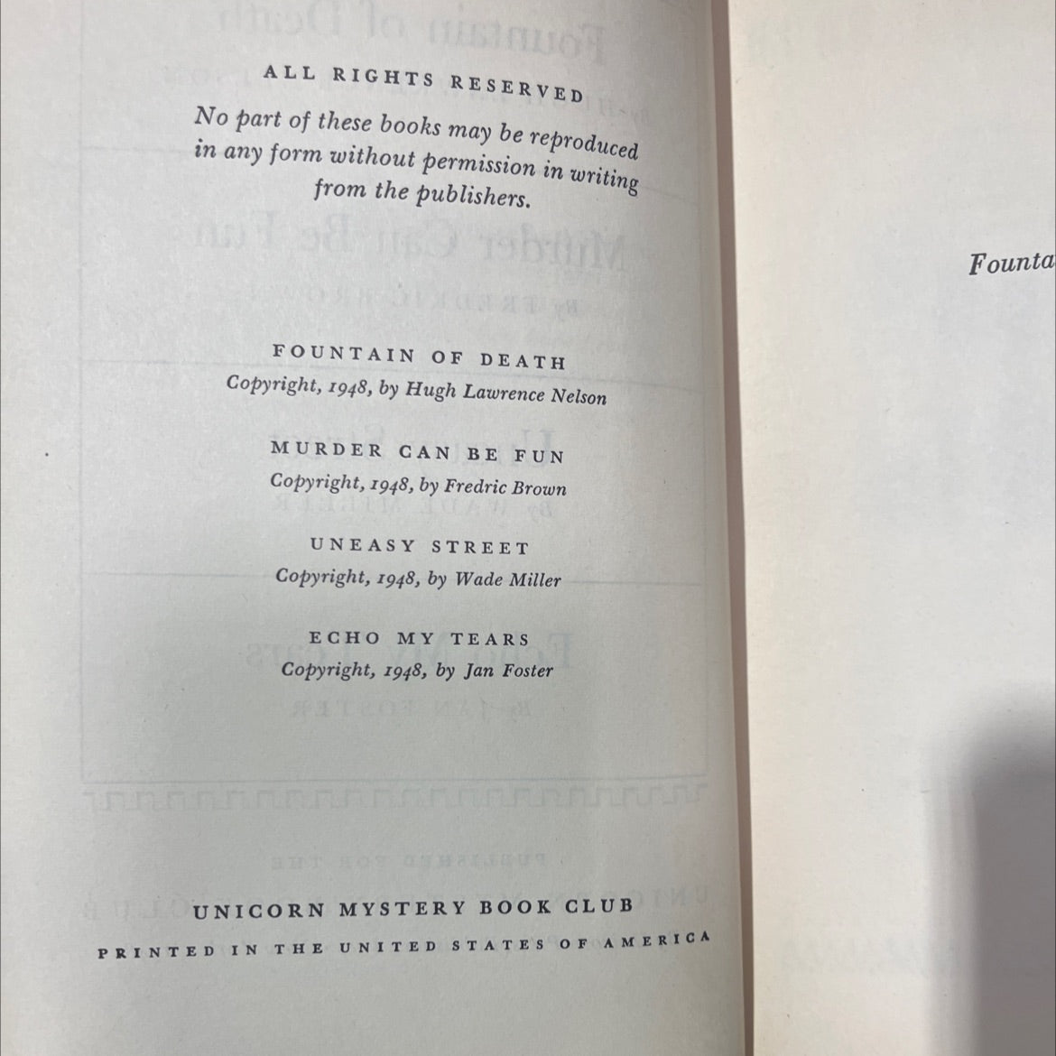 fountain of death book, by hugh lawrence nelson, 1948 Hardcover image 3