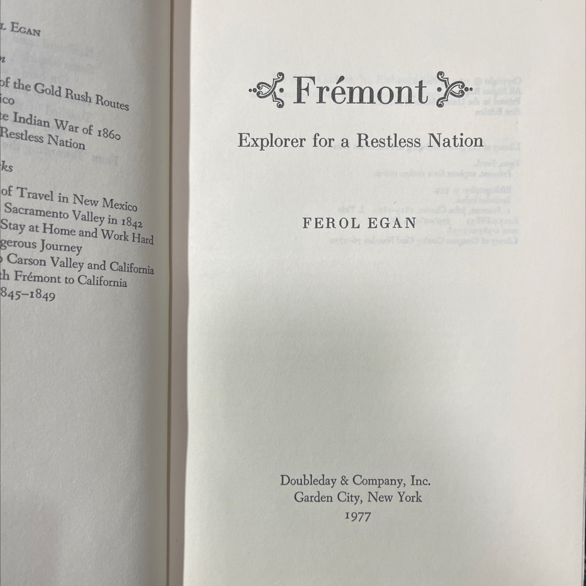 frémont, explorer for a restless nation book, by ferol egan, 1977 Hardcover image 2