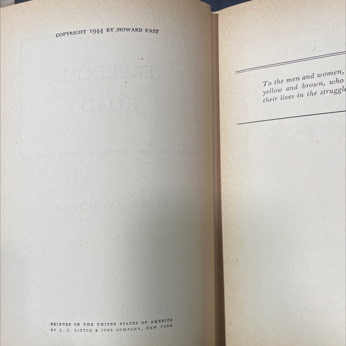 freedom road book, by howard fast, 1944 Hardcover image 3