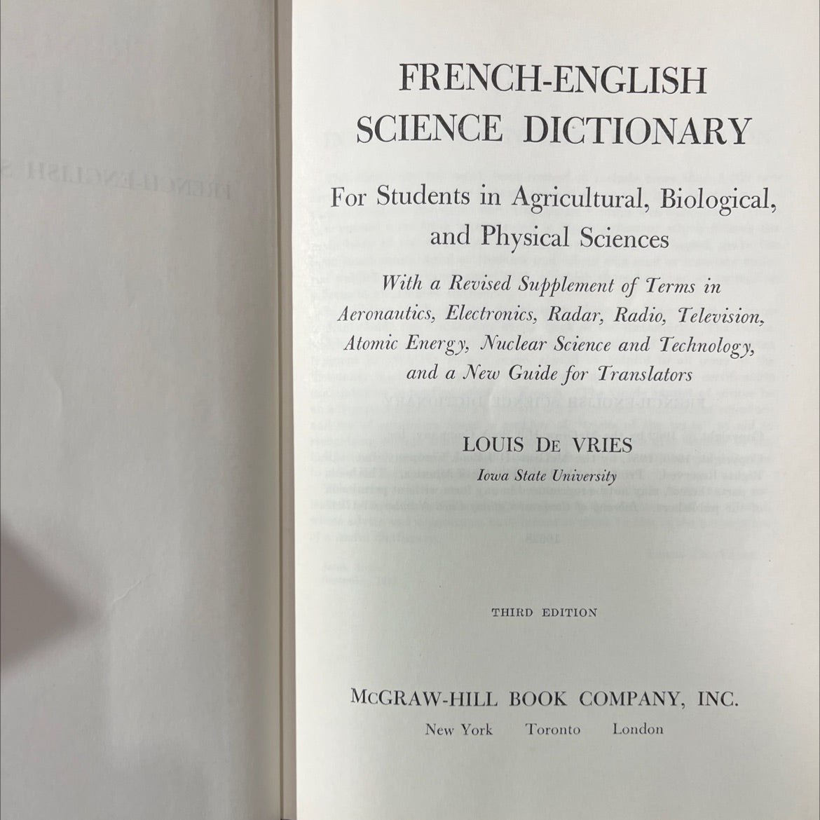 french-english science dictionary for students in agricultural, biological, and physical sciences book, by louis de image 2