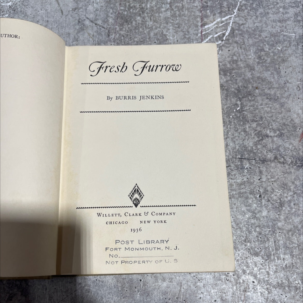 fresh furrow book, by burris jenkins, 1936 Hardcover image 2