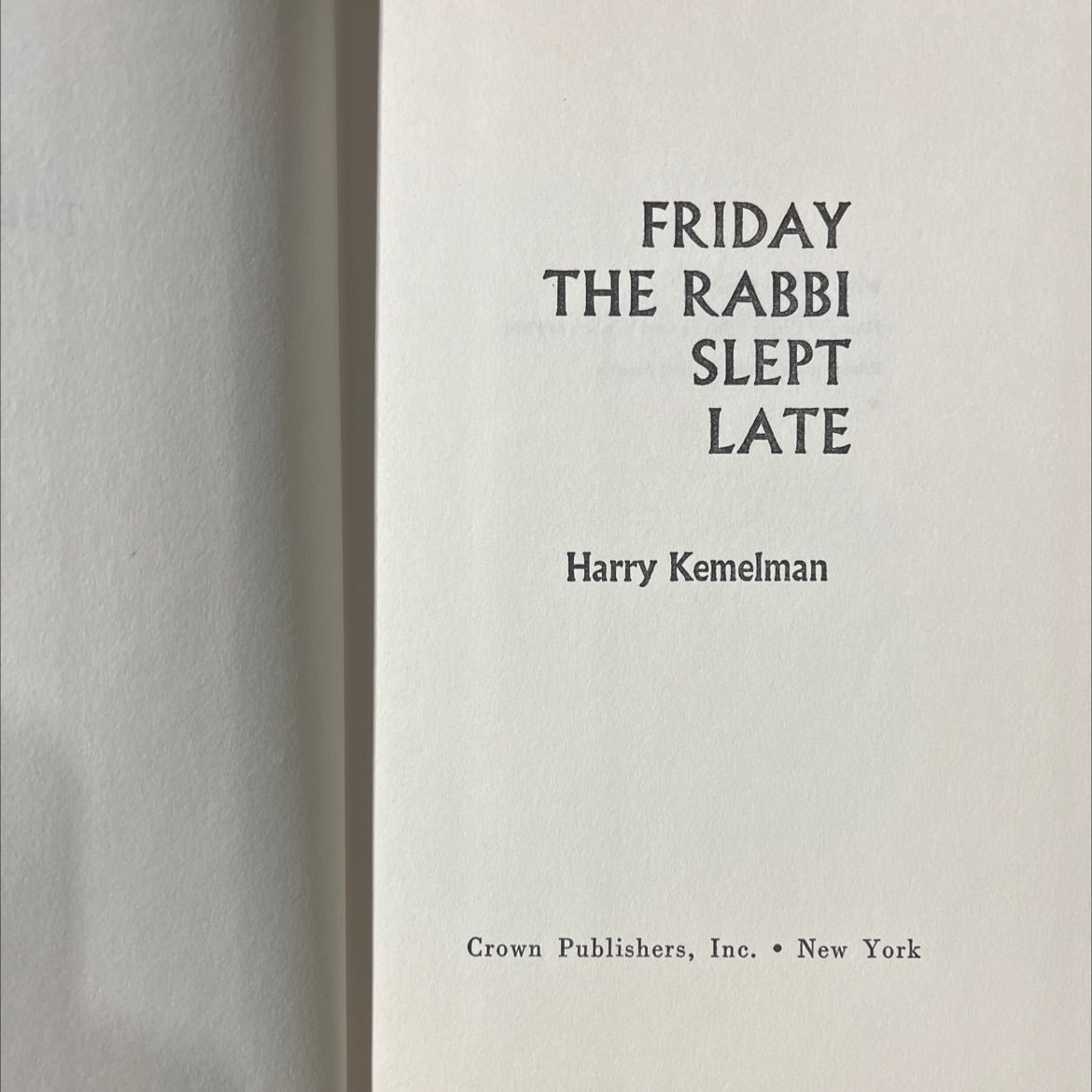 friday the rabbi slept late book, by Harry Kemelman, 1964 Hardcover image 2