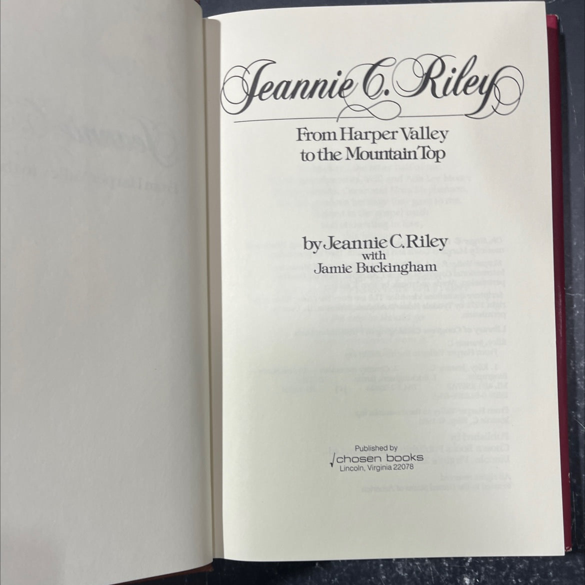 SIGNED from harper valley to the mountain top book, by jeannie c. riley with jamie buckingham, 1981 Hardcover image 2